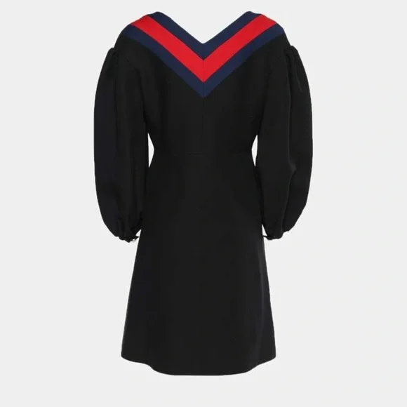 ✨ NWT GUCCI Black Silk Wool Zip Front Web Trim Sheath dress - Picture 5 of 9